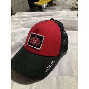 CALLAWAY TRUCKER HAT Strata BOOM Black Red snap-back mesh Golf j115